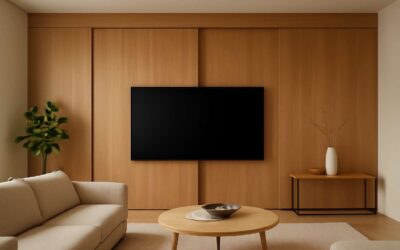 Transform your living room with sliding doors to hide tv for a clutter-free wall.